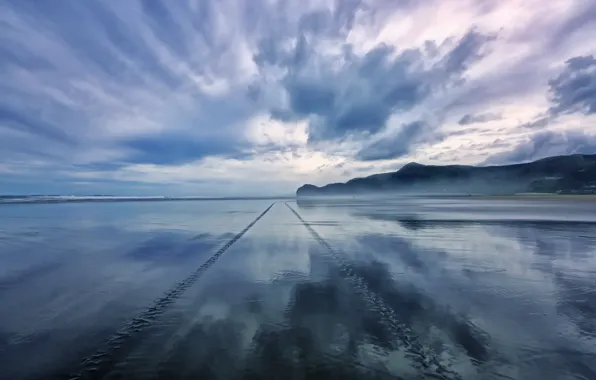 Picture sea, water, shore, trail