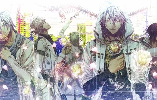 Flowers, guys, art, Amnesia, Shin, Kent, Toma, Ikki