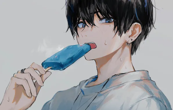 Guy, hyouka, drops of sweat, by suechiee