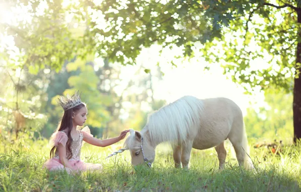 Background, girl, pony
