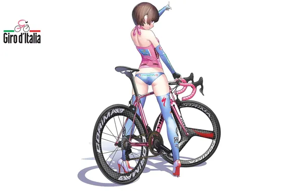 Sport, girl, logo, ass, bicycle, panties, minimalism, brown eyes