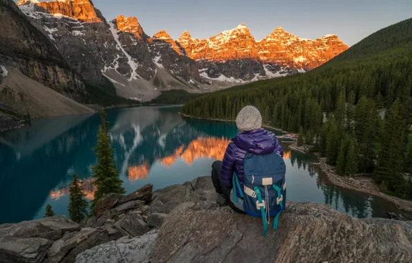 Landscape, mountains, nature, lake, stones, rocks, Canada, Albert