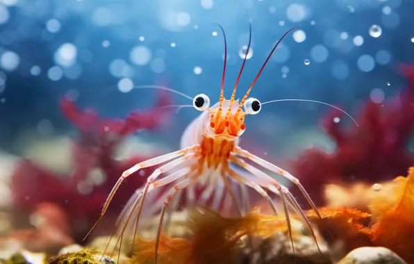 Sea, look, corals, shrimp, underwater world, AI art, neural network