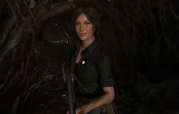 Download wallpaper cave, lara croft, radio, shadow of the tomb raider,  section games in resolution 1920x1080