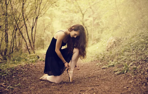 Picture forest, girl, brown hair