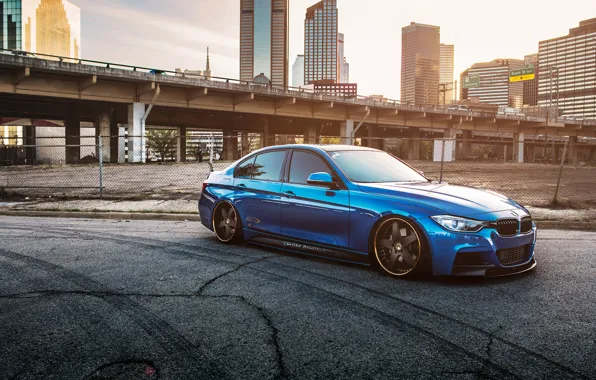 Picture BMW, BMW, blue, 335i, stance, f30, frontside