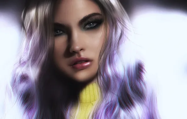 Eyes, girl, face, hair, color, lips