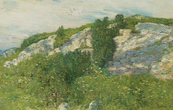 Picture landscape, picture, Frederick Childe Hassam, Childe Hassam, Ledges and Bay. Appledore