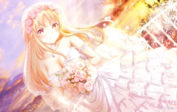 Girl, Bouquet, The bride, girlfriend (kari)