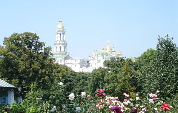 Summer, the sky, roses, Kiev, Kiev - Pechersk Lavra
