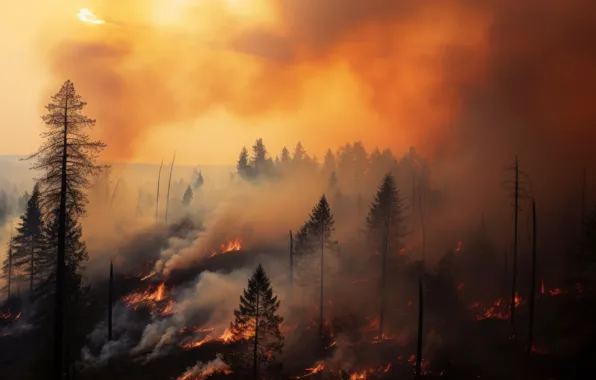 Forest, nature, fire
