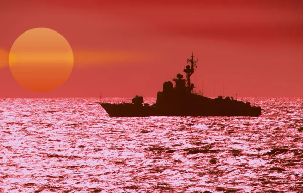 Sea, the evening, boat, RAID