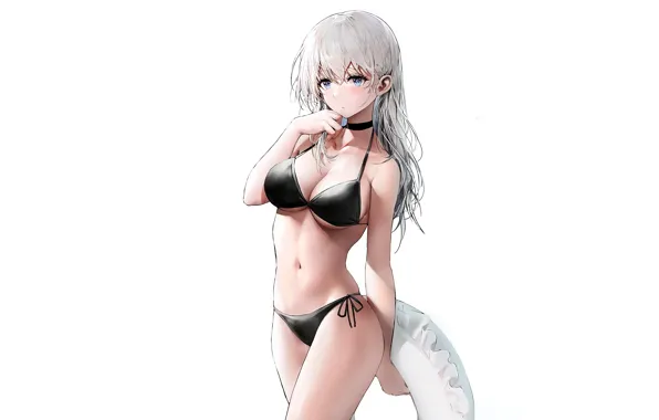 Picture girl, sexy, cleavage, long hair, boobs, anime, beautiful, purple eyes