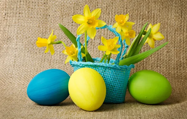 Flowers, eggs, Easter, Easter eggs
