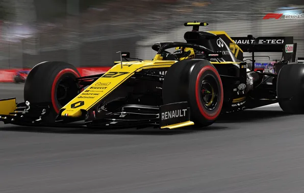 Yellow, track, side view, racing car, F1 2019, Renault R.S.19