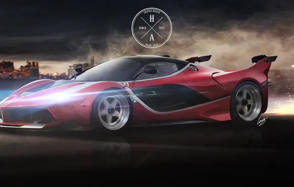 Picture Speed, Ferrari, Movement, Sparks, Ferrari, Supercar, The front, FXX K