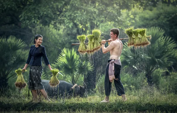 Girl, love, man, china, asian, valentine, countryside, happiness
