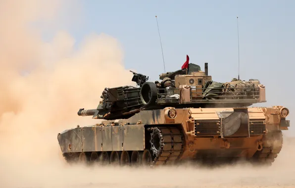 Picture dust, tank, combat, M1A1, Abrams, main