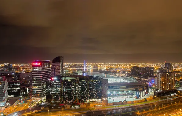 The sky, clouds, night, lights, England, home, panorama, manchester