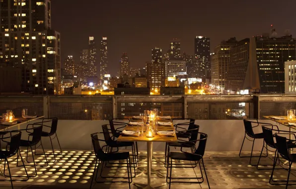 New York, the evening, restaurant, megapolis, NYC, terrace, Hotel Americano, Hotel Americano