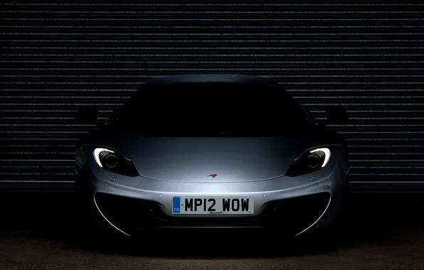 Picture McLaren, silver, McLaren, MP4-12C, the front, headlights, silvery, blinds
