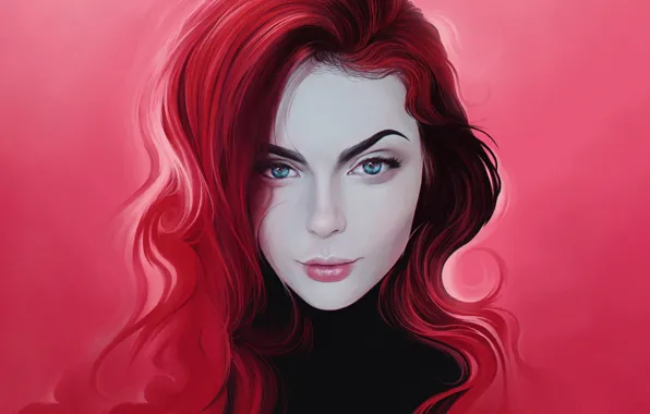 Girl, Look, Lips, Face, Hair, Pink, Eyes, Art