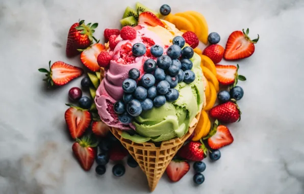 Berries, raspberry, table, food, oranges, kiwi, blueberries, strawberry