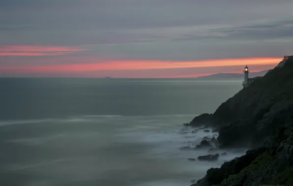 Picture sea, landscape, night, lighthouse