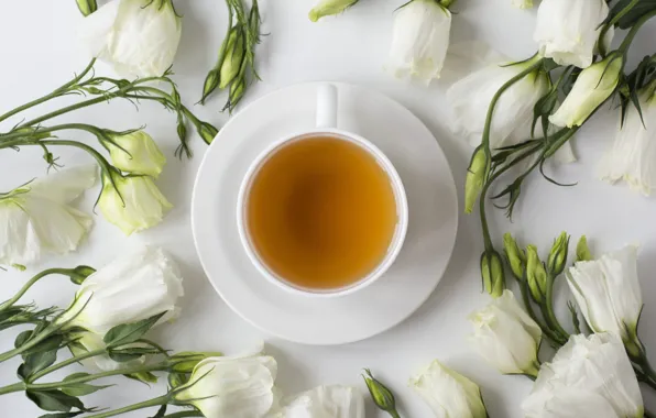 Flowers, tea, Cup