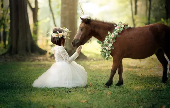 Nature, unicorn, girl