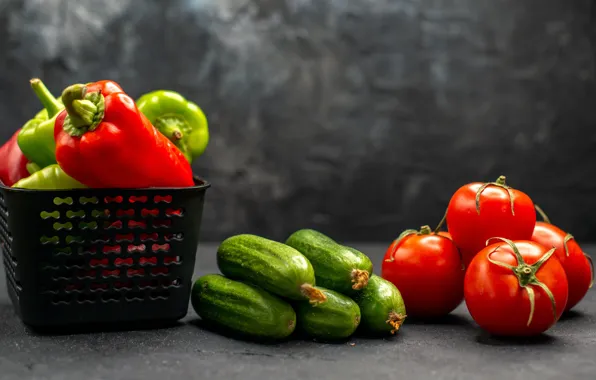 Pepper, vegetables, tomatoes, cucumbers