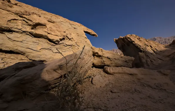 The sky, rocks, desert