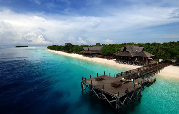 Summer, beach, trees, sea, beautiful, island, tropical, resort