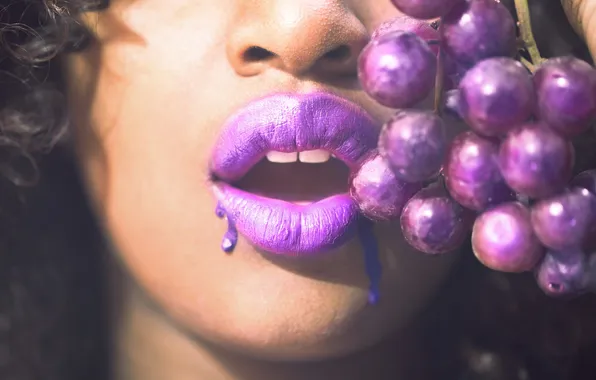 Picture girl, background, grapes