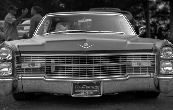 Picture black and white, retro car, City Cadillac