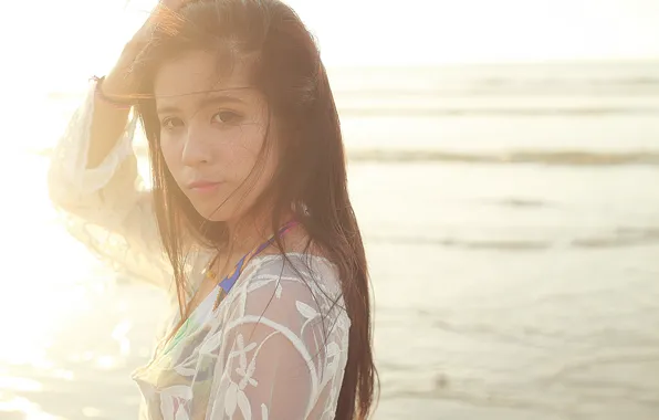 Picture summer, girl, face, background, the wind, hair