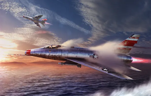 Aircraft, Flight, Fighter, USA, UNITED STATES AIR FORCE, Game, War Thunder, F-100 Super Sabre
