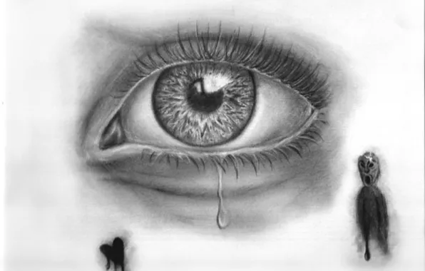 Figure, Look, Eyes, Picture, Eyelashes, The pupil, Pencil, Black and white