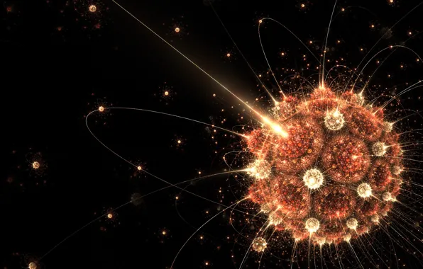 Picture balls, line, balls, the bulge, black background