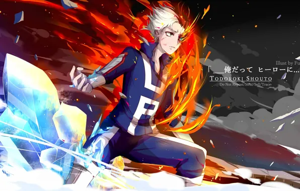 The wreckage, anime, art, guy, guys, Boku no Hero Academy, My hero Academy, Todoroki Shoto