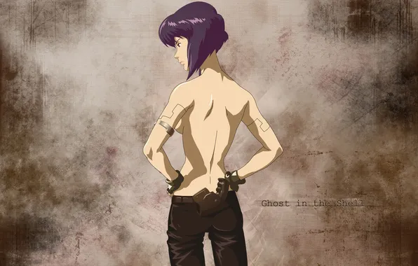 Gun, back, cyborg, holster, major, kusanagi automotive, Ghost in shell