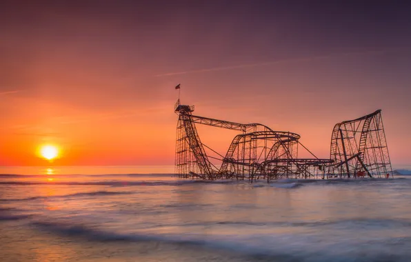 Sea, landscape, sunset