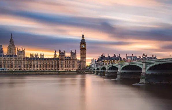 Picture the sky, clouds, bridge, river, England, excerpt, UK, Big Ben