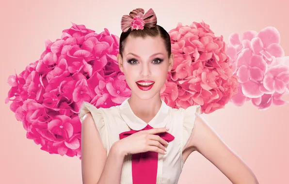 Look, flowers, face, smile, collage