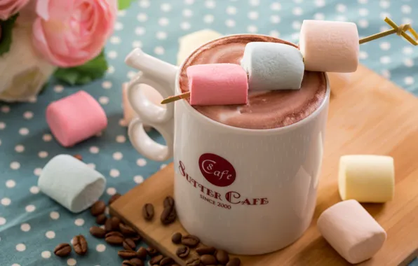 Coffee, Cup, marshmallows