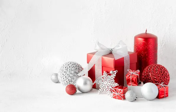 Picture balls, background, gift, balls, candle, Christmas, New year, snowflake