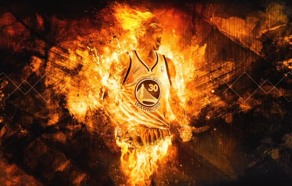 Fire, Sport, Basketball, NBA, Golden State, Stephen Curry, Warriors, Golden State