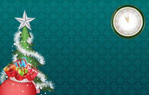 Winter, Minimalism, Watch, New Year, Background, Tree, Holiday, Mood