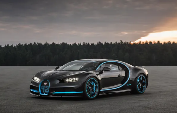 Bugatti, Black, 2017, Chiron