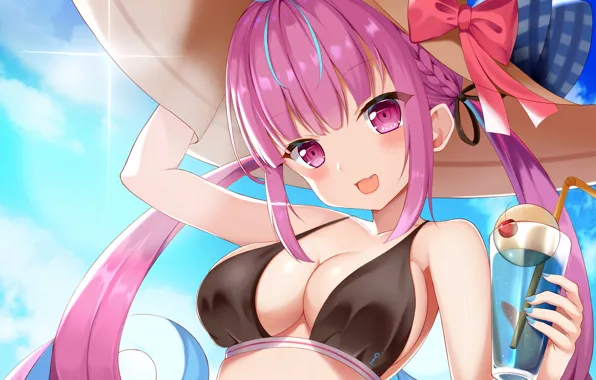 Girl, sexy, cleavage, long hair, boobs, anime, beautiful, pretty